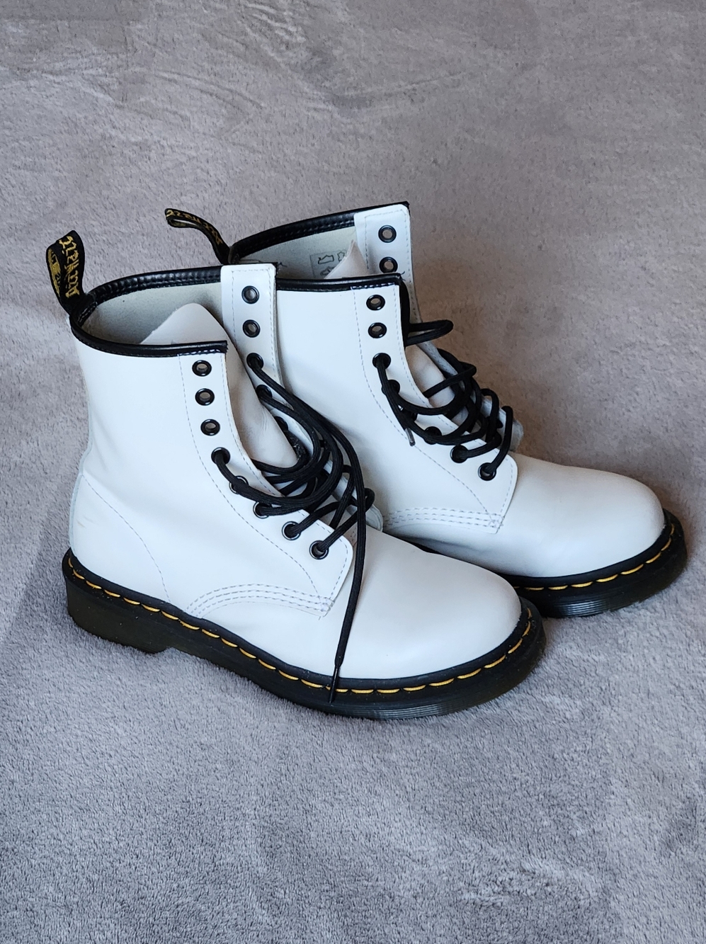 Dr. Martens 1460 Smooth Leather Lace Up Classic Combat Boots White US 6